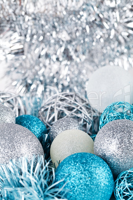 festive glitter christmas decoration silver blue