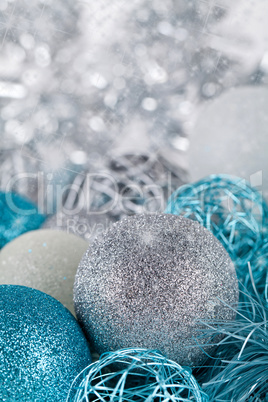 festive glitter christmas decoration silver blue