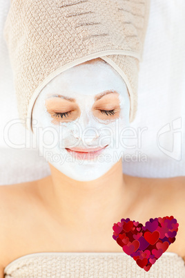Composite image of cute young woman with closed eyes having whit
