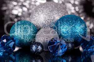 festive glitter christmas decoration silver blue