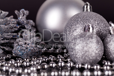 christmas decoration in silver on black