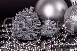 christmas decoration in silver on black