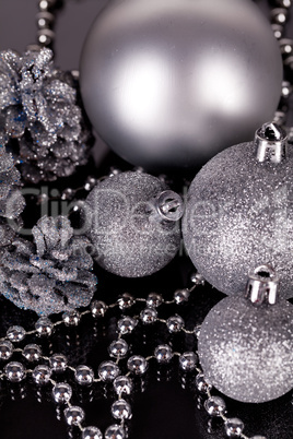 christmas decoration in silver on black