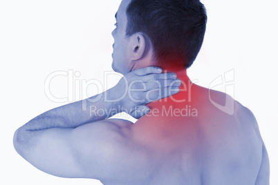 Young man experiencing neck pain