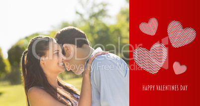 Composite image of loving and happy couple at park