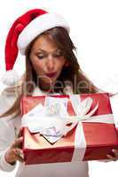 Young woman with an Xmas gift and money