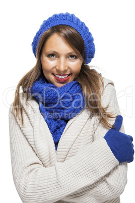 Close up Smiling Woman in Winter Outfit