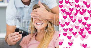 Composite image of man about to propose to his girlfriend on the