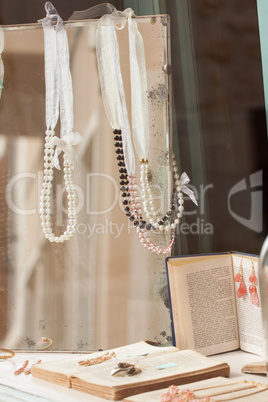 beautiful romantic jewelry accessory decorative in shop window