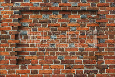 niche in the wall made from the red brick