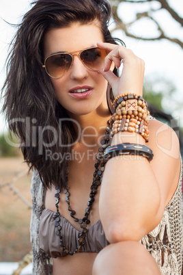 Beautiful stylish woman wearing sunglasses