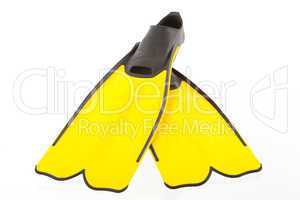 yellow snorkeling fins isolated