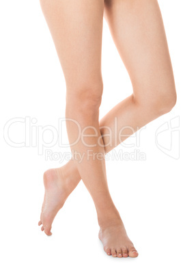 Elegant long bare female legs