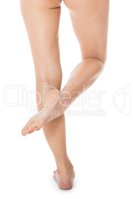 Elegant long bare female legs