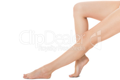 Elegant long bare female legs