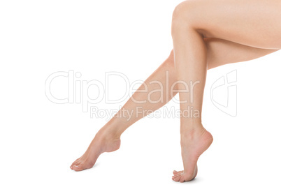 Elegant long bare female legs