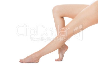 Elegant long bare female legs