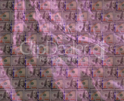 lilac crumpled texture on the dollars background