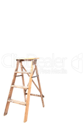 old wooden ladder isolated on white background