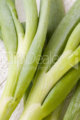 Bunch of fresh leeks or scallions