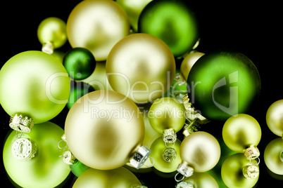 christmas decoration in gold lime green and champagner