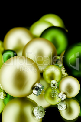 christmas decoration in gold lime green and champagner