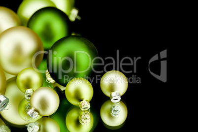christmas decoration in gold lime green and champagner