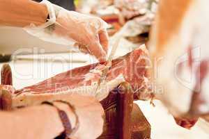 deliscious fresh parma serrano ham slices pork gourmet jamon