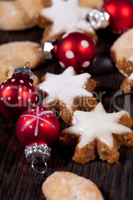 fresh tasty christmas cinnamon cookies and sticks decoration