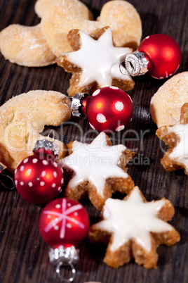 fresh tasty christmas cinnamon cookies and sticks decoration