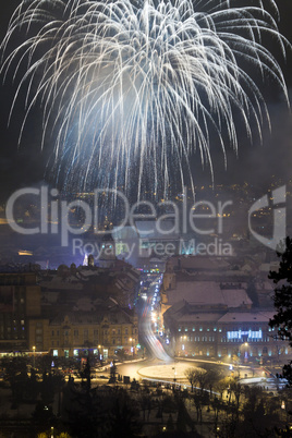 New Year fireworks in Brasov, Romania