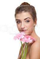 attractive natural woman beauty portrait flower isolated