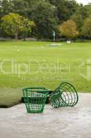 Empty Golf Ball Baskets at Driving Range
