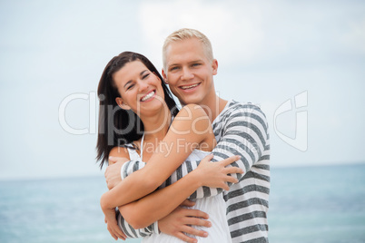 smiling young couple having fun in summer holiday