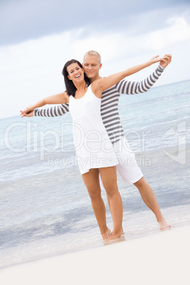 smiling young couple having fun in summer holiday