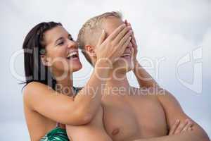 smiling young couple having fun in summer holiday