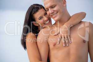 smiling young couple having fun in summer holiday