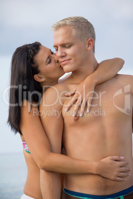 smiling young couple having fun in summer holiday