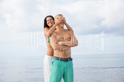 smiling young couple having fun in summer holiday