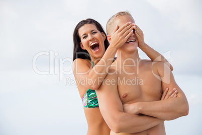 smiling young couple having fun in summer holiday