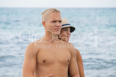 smiling young couple having fun in summer holiday