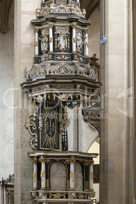 pulpit in Saint Barbara Church