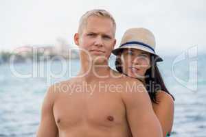 smiling young couple having fun in summer holiday