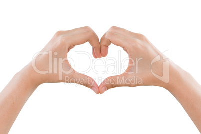 Female hands making a heart shape isolated on white background