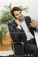 Successful businessman working in his office