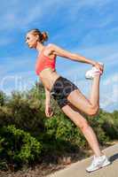 young attractive athletic woman stretching fitness