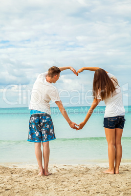 smiling young couple having fun in summer holiday