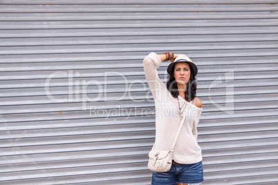 young attractive woman in summer trendy fashion