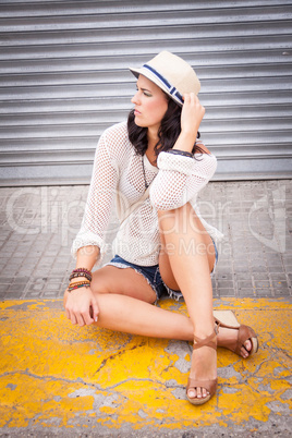 young attractive woman in summer trendy fashion