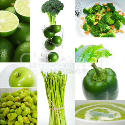 green healthy food collage collection